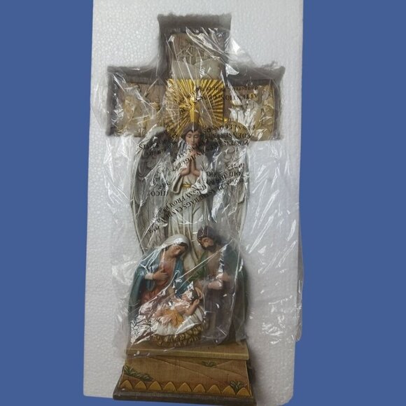 Avalon Gallery Christmas Treasures Nativity Story Figure Cross With Angel "14" - Picture 2 of 12